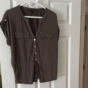 White House Black Market Taupe Button-Down Shirt